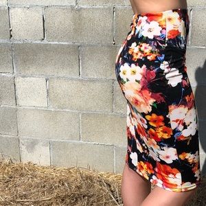 Floral Pencil Midi Skirt